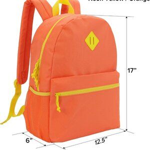 NEW! Lightweight Orange/Yellow Basic Backpack w/Bottle Pockets & Padded Straps